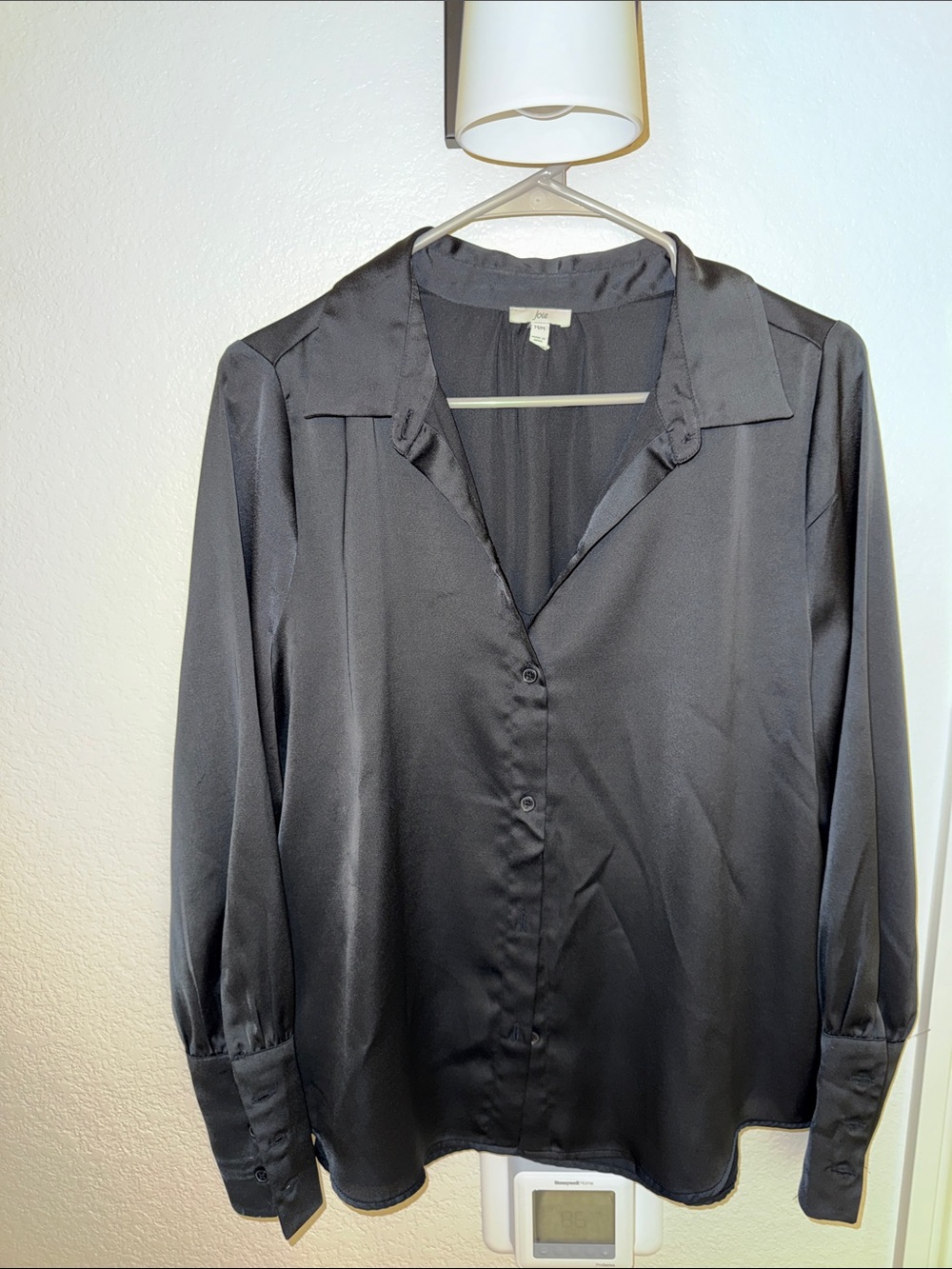 Joie Black Satin-Look Button Front Blouse